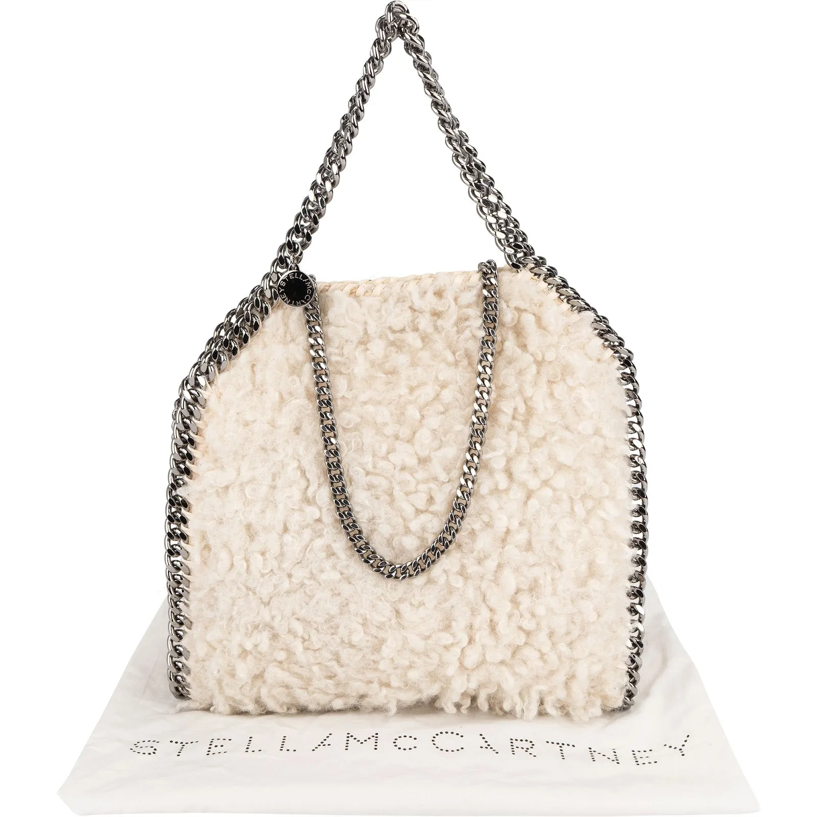Stella McCartney Shearling Falabella Fold Over Tote Crossbody Handbag
